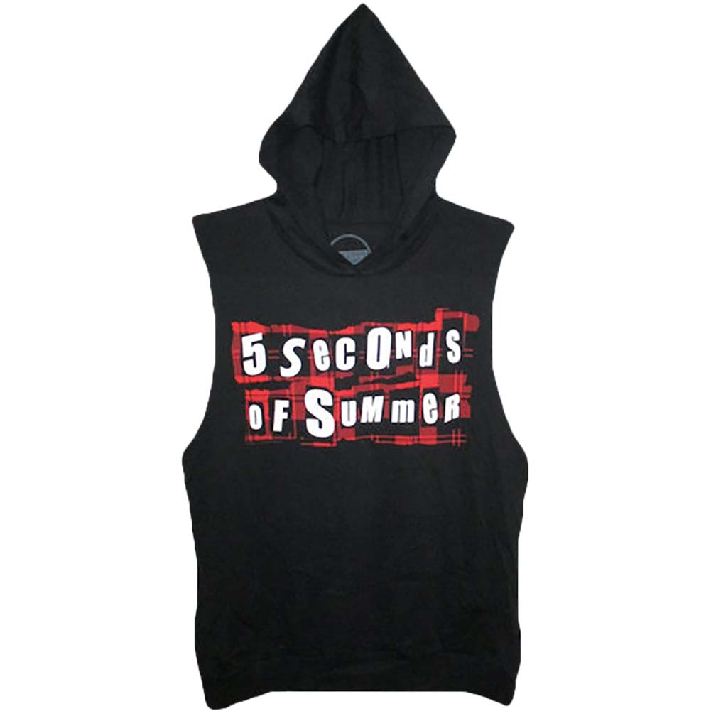 5 Seconds Of Summer Plaid Logo Girls Jr Hooded Sweatshirt