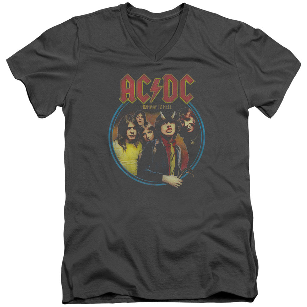 AC/DC Highway To Hell Adult V Neck Slim Fit T-shirt