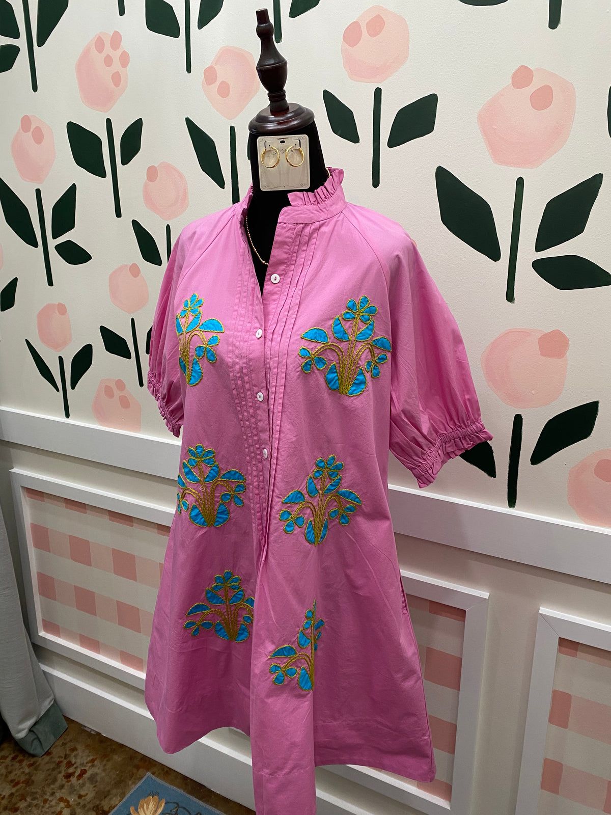 Blocked Embroidery Dress
