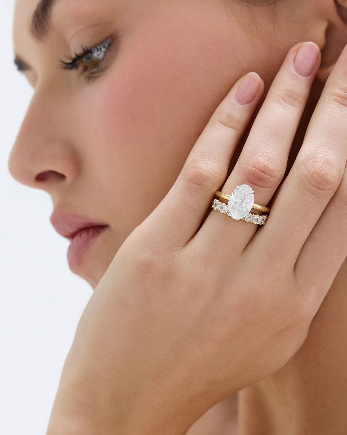 3.52 Oval Lab Diamond in Cloud Solitaire Hidden Halo