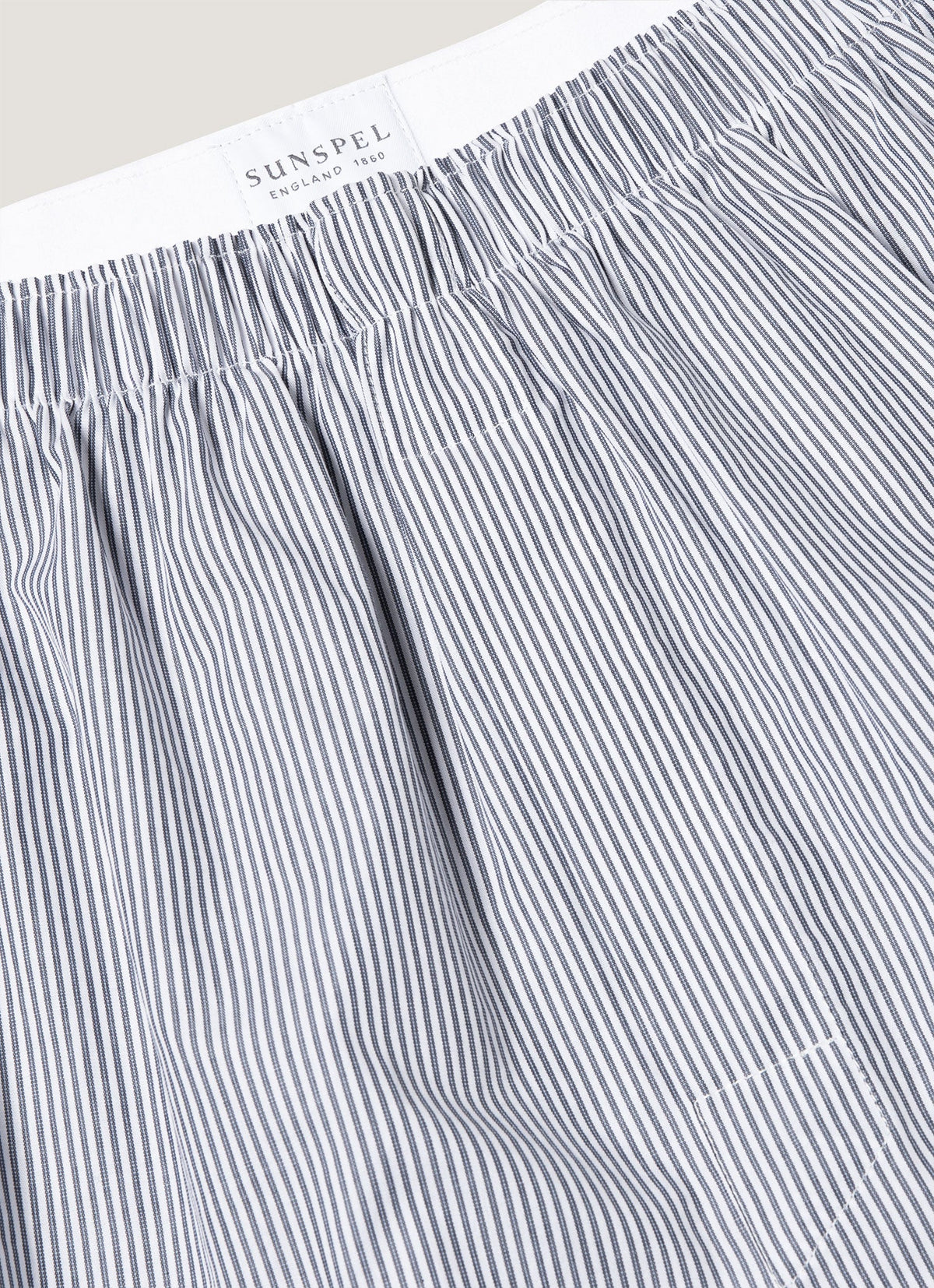 Mens Poplin Cotton Boxer Short In White Navy Light Blue Pinstripe Mbox4700 Stay