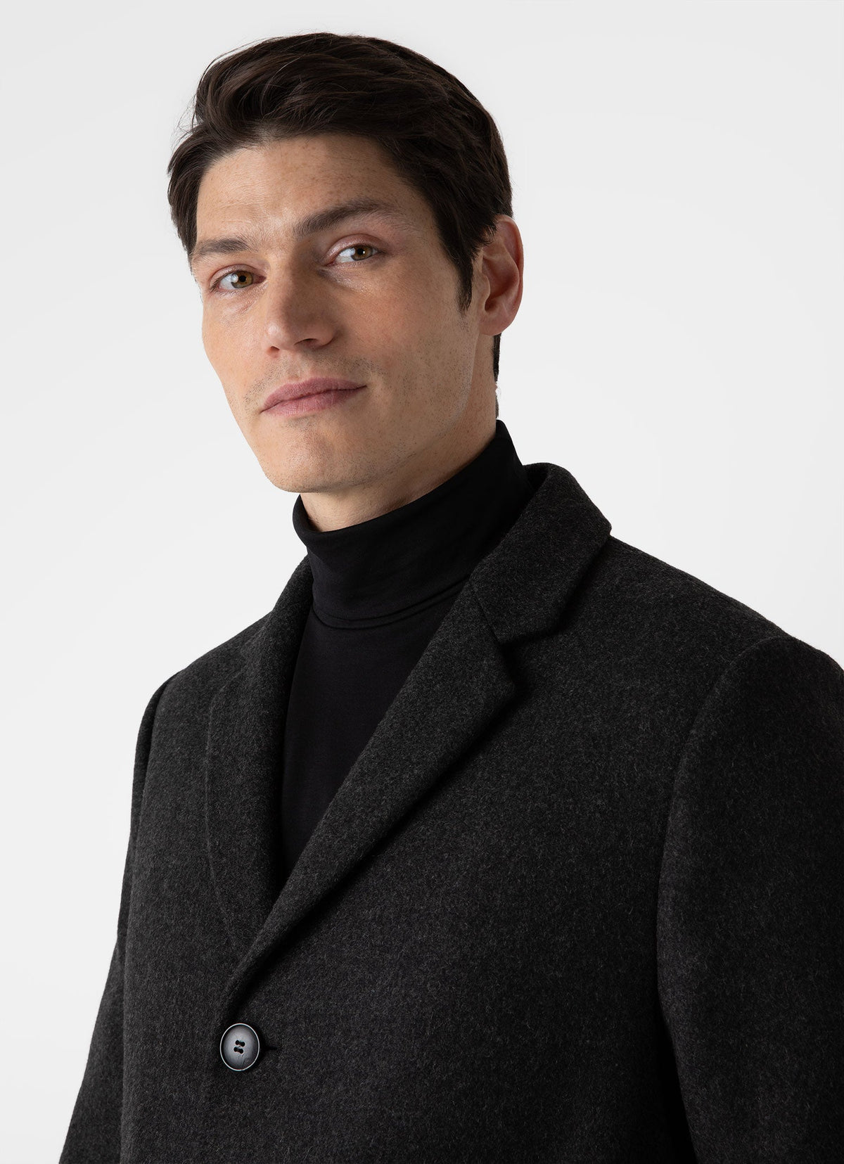 Mens Wool Cashmere Overcoat In Charcoal Melange