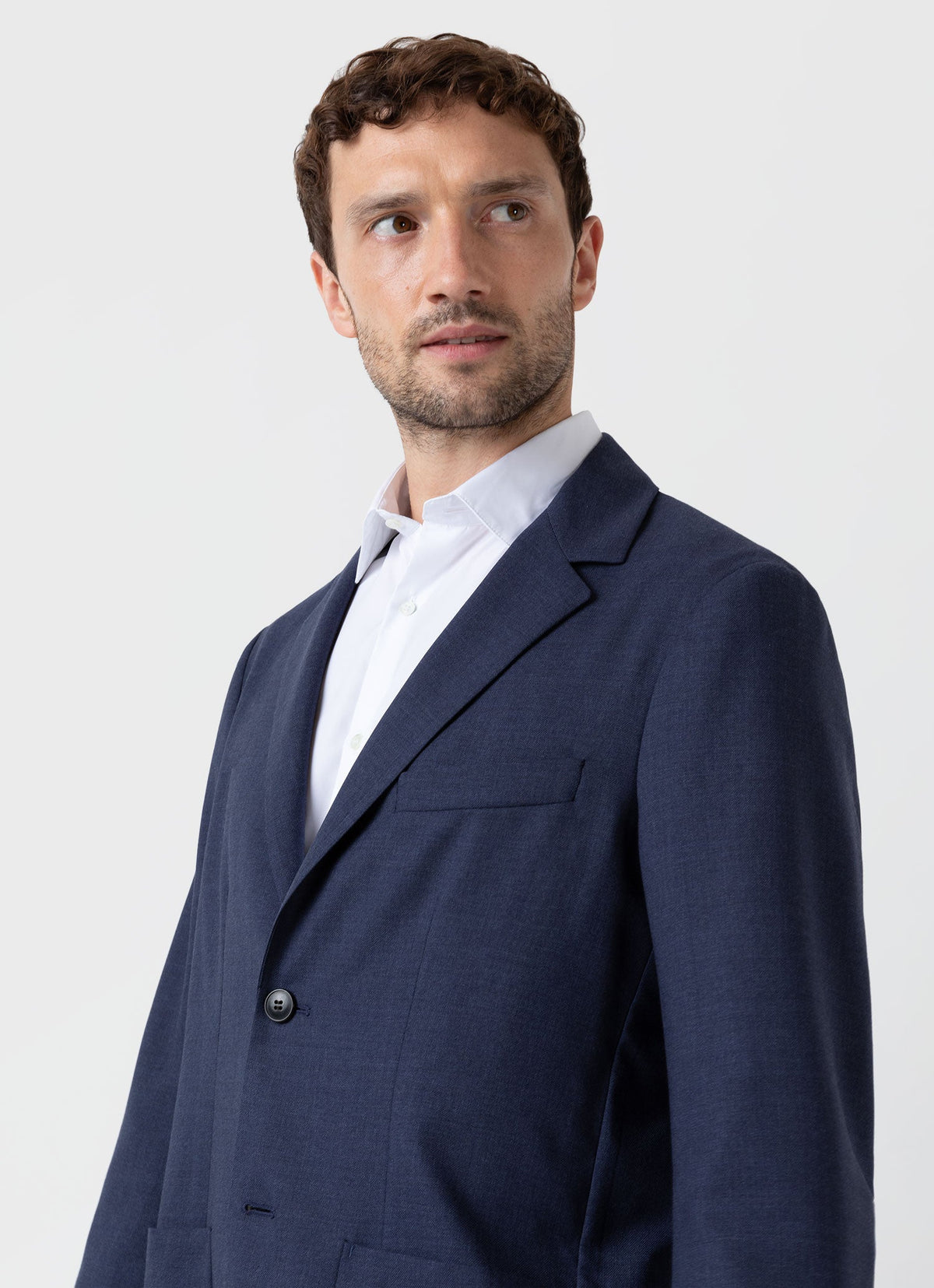Men S Wool Blazer In Blue Melange Mjac7071 Buht