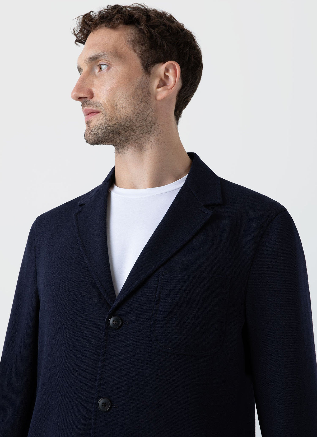 Mens Wool Twill Blazer In Dark Navy Mjac7123 Bujf