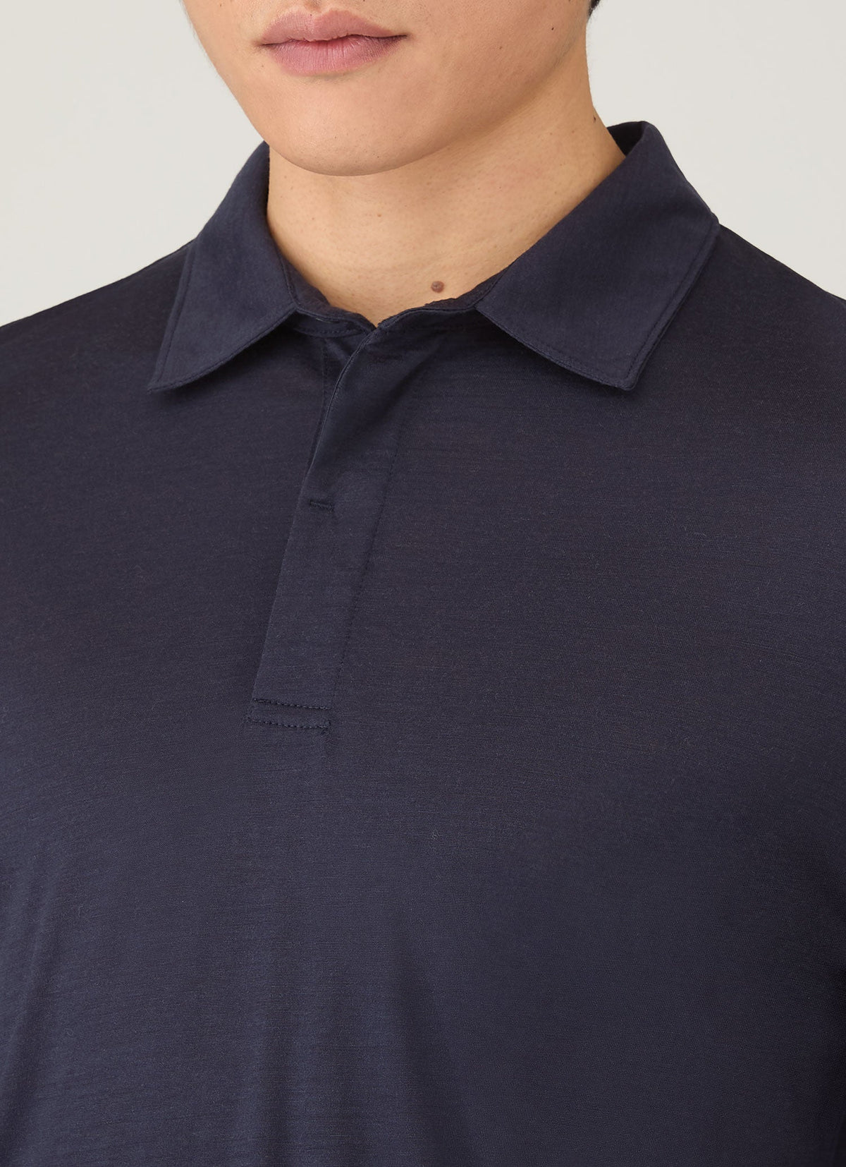 Mens Long Sleeve Ultrafine Merino Polo Shirt In Navy Mpol1075 Buaa