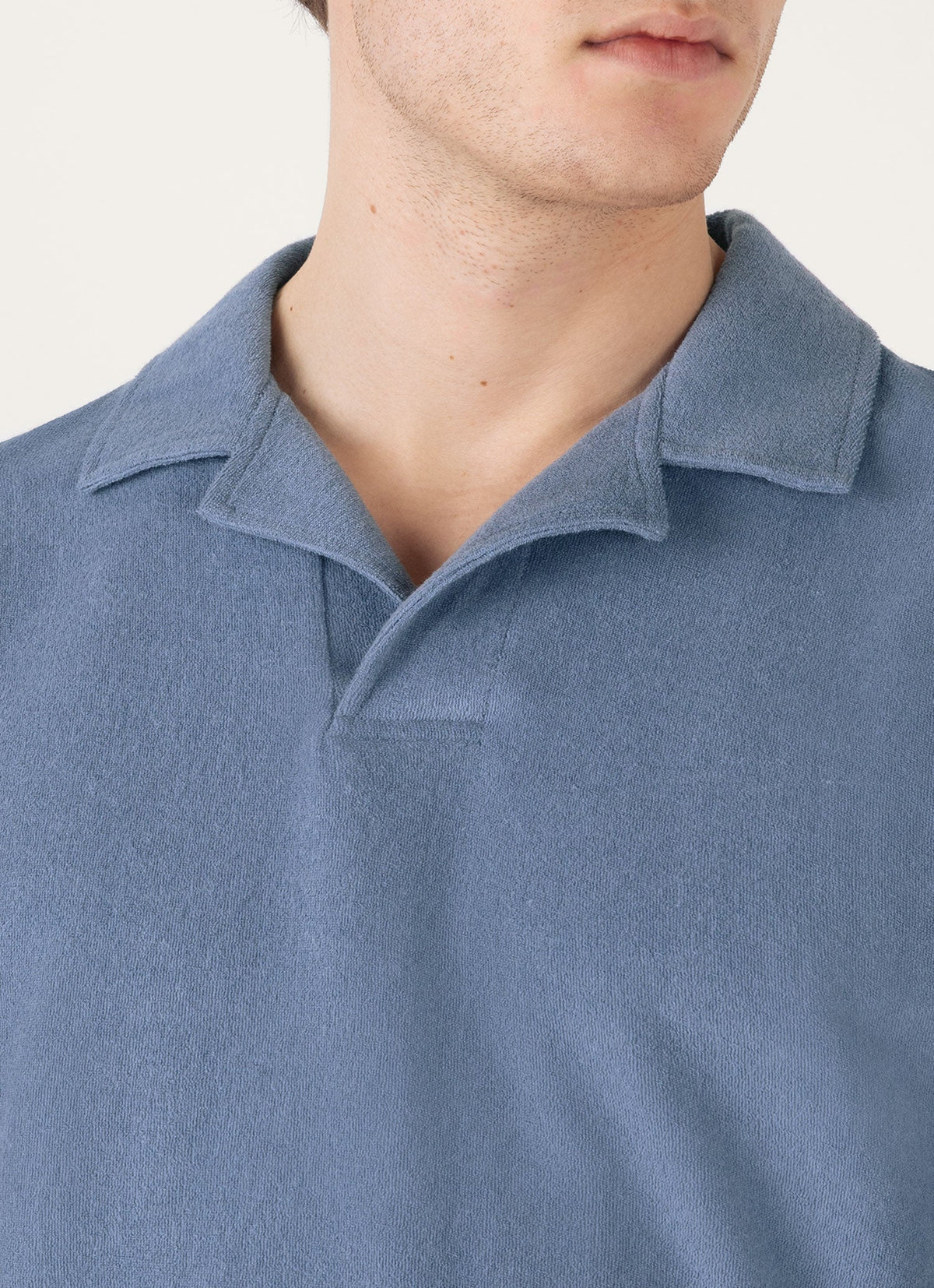 Mens Towelling Polo Shirt In Vintage Blue Mpol1574 Buwb