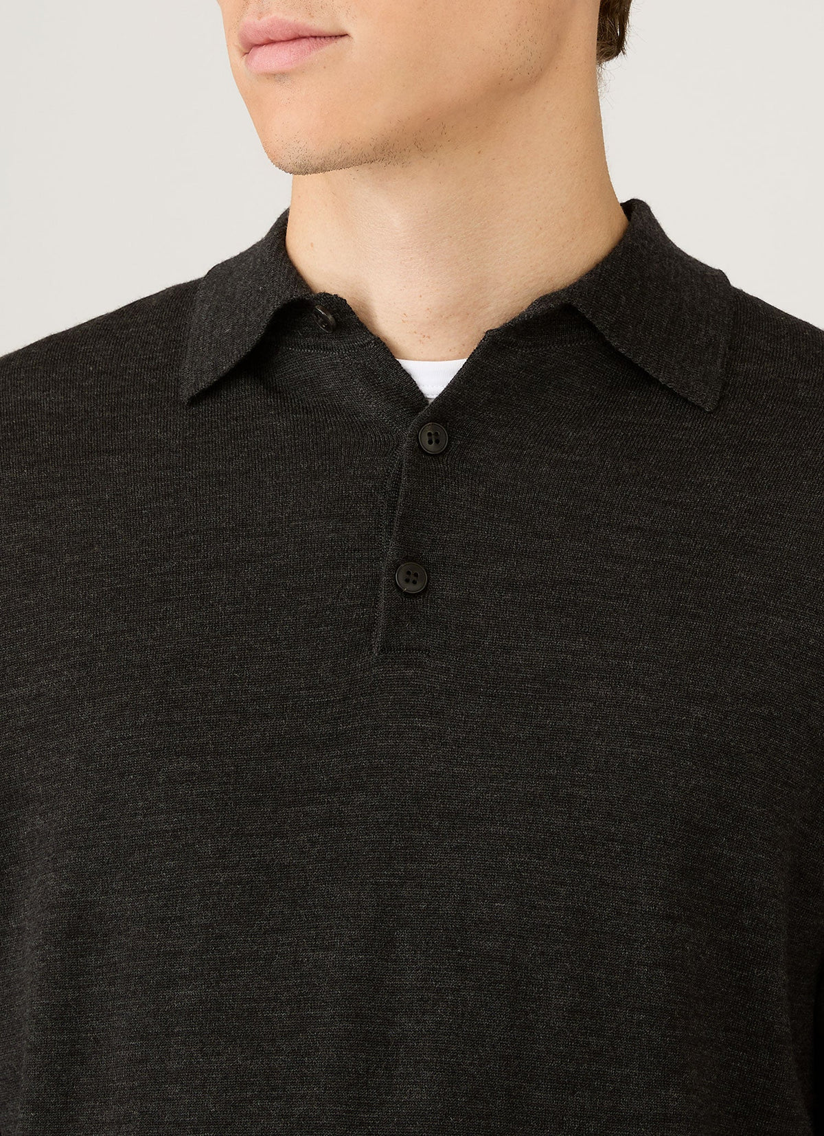 Ls Polo Shirt In Charcoal Melange