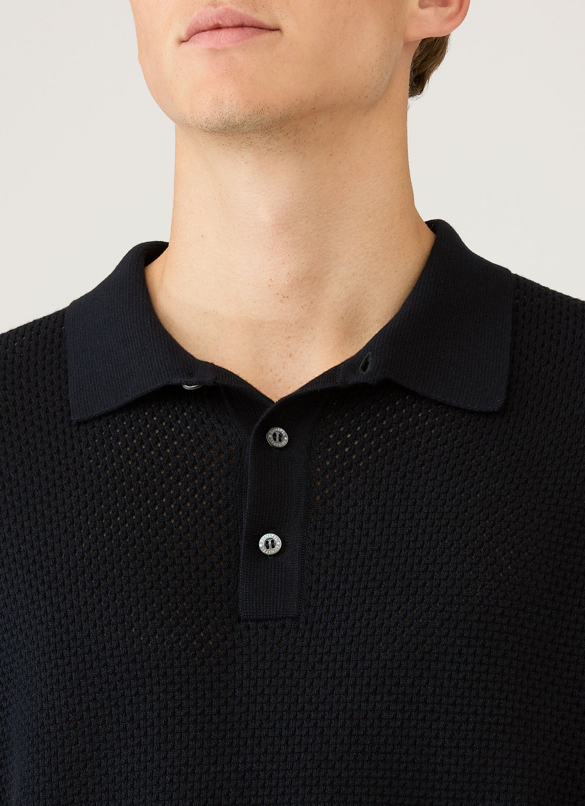 Mens Cotton Mesh Polo In Navy Mpol8316 Buaa