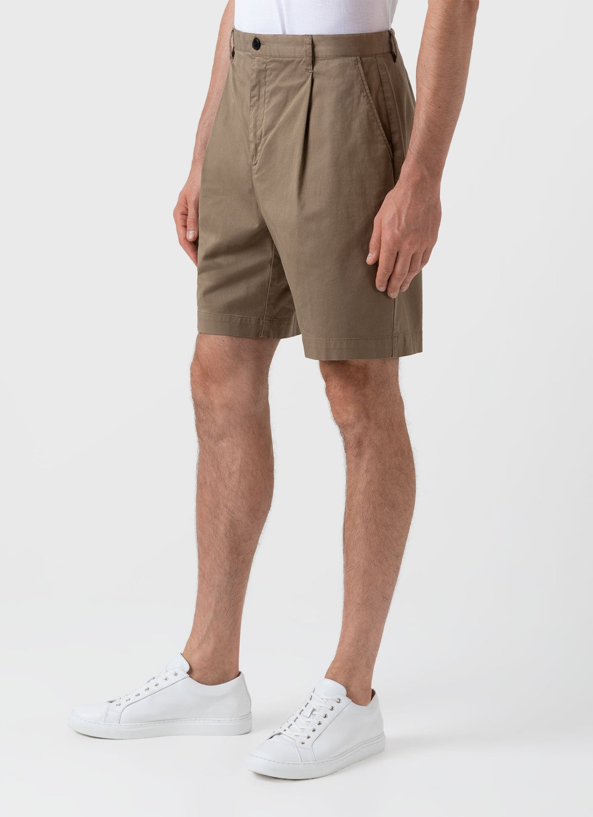 Men S Pleated Twill Short In Dark Stone Mshr3509 Whdc
