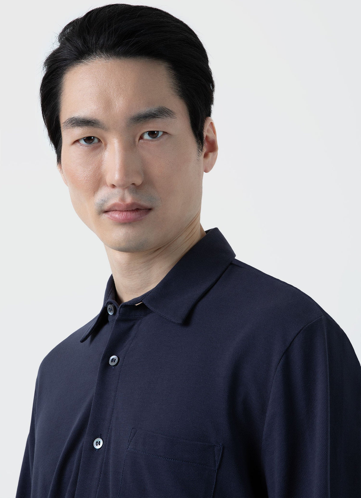 Mens Pima Pique Shirt In Navy
