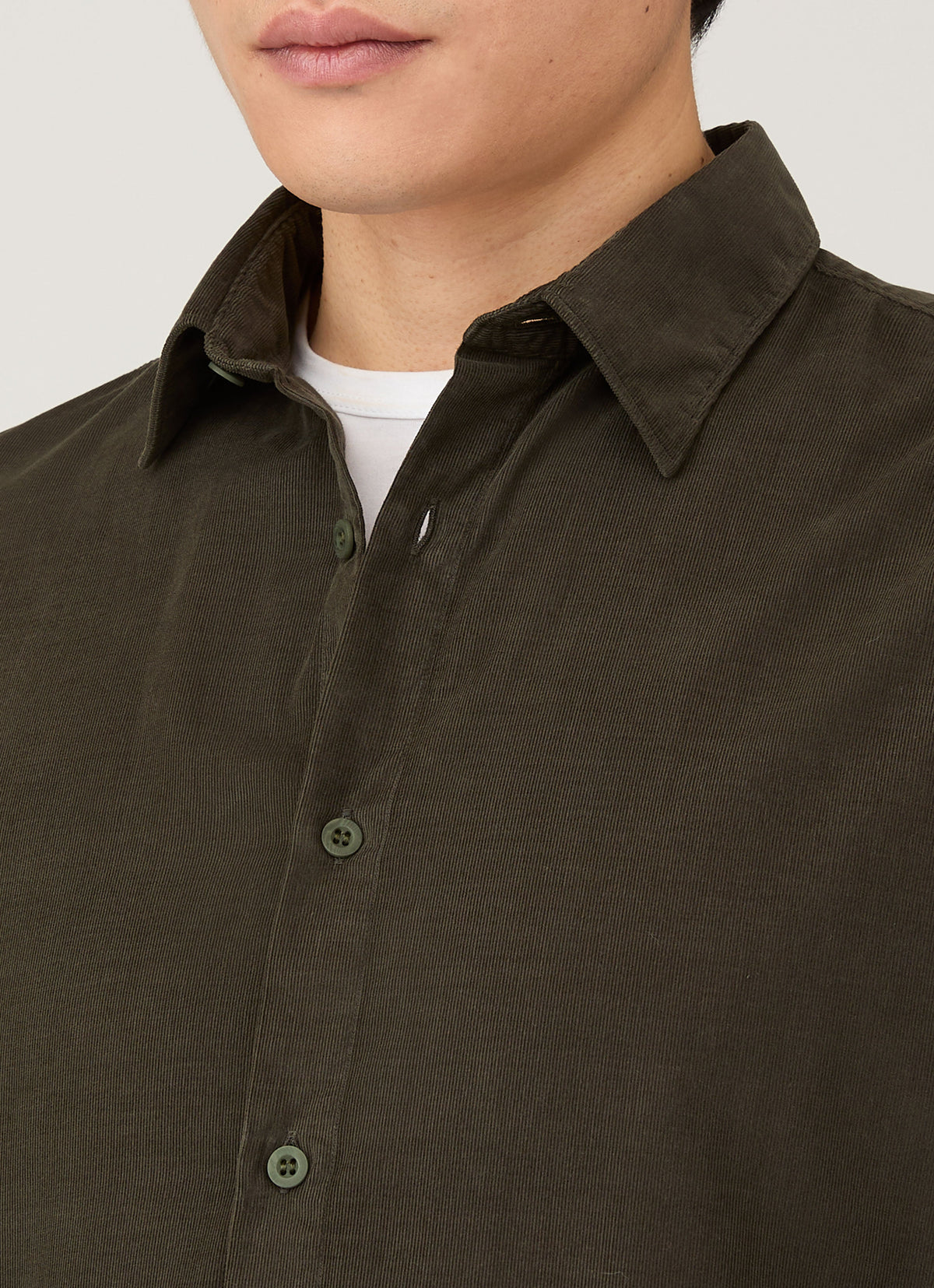 Mens Fine Cord Shirt In Dark Green Msht2130 Gnin