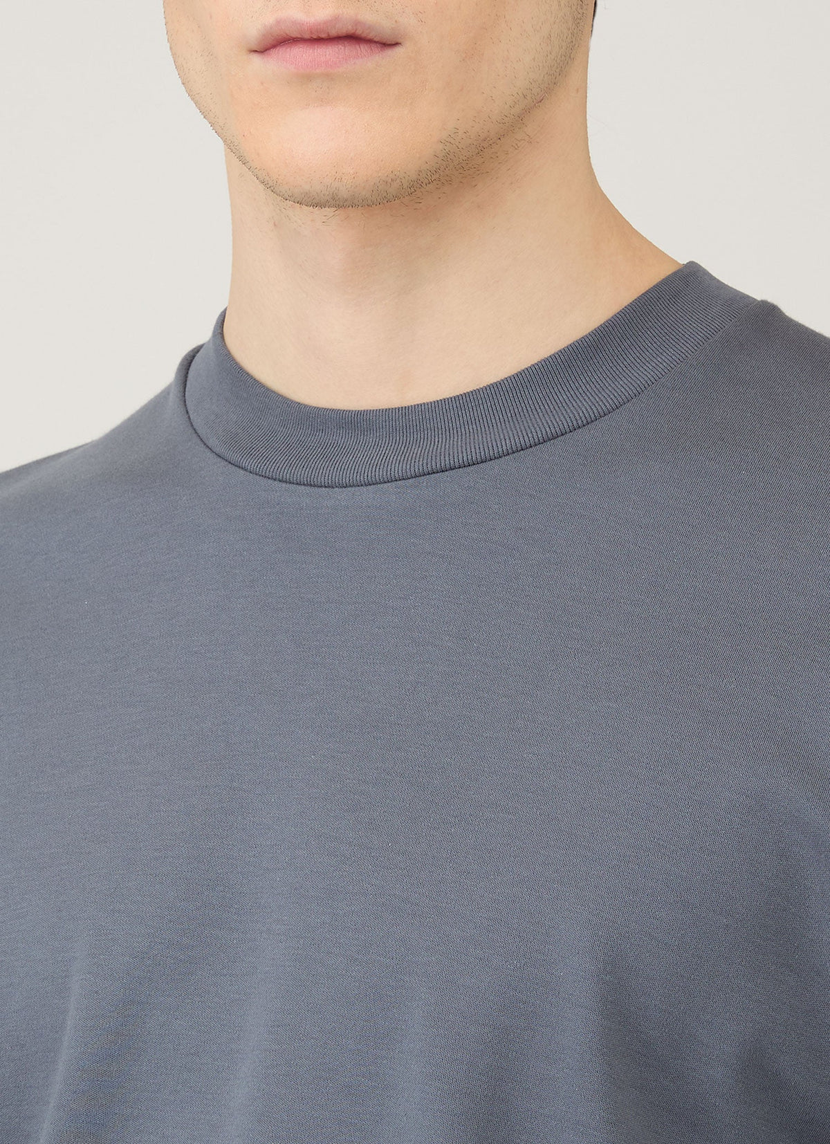 Mens Long Sleeve Heavyweight Tshirt In Slate Blue Mtsh0182 Buua