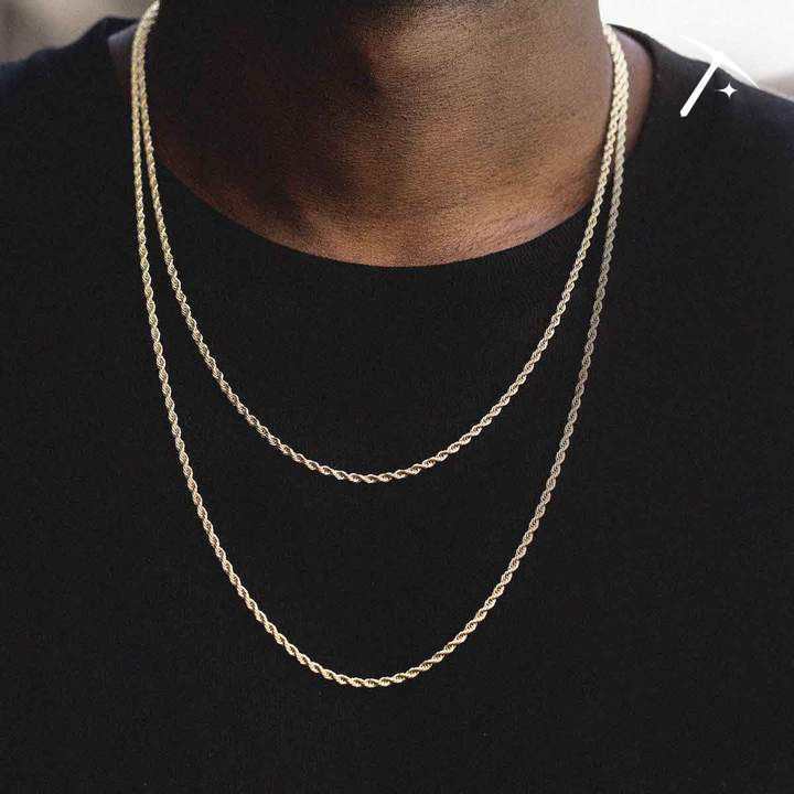 2mm Rope Chain in Yellow Gold