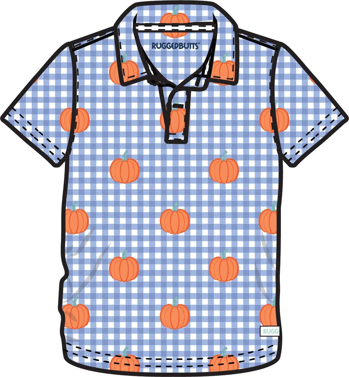 Boys Pumpkin Patch Gingham Knit Short Sleeve Performance Polo