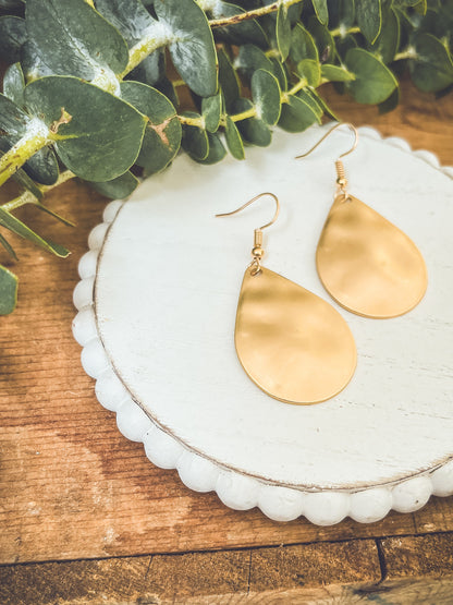 Beautiful Hammered Gold or Silver Drop Earrings