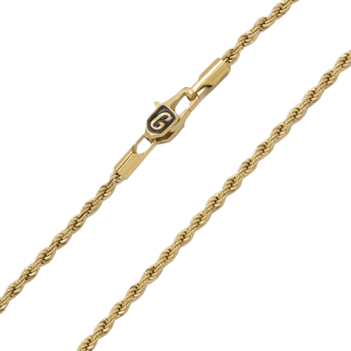 2mm Rope Chain in Yellow Gold