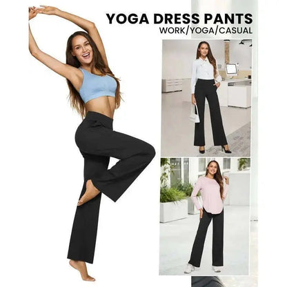 Women’s High-Waisted Wide-Leg Pants – Comfortable Business Casual Trousers with Pockets