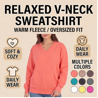 Cozy V-Neck Fleece Sweatshirt – Soft, Relaxed & Everyday Comfortable