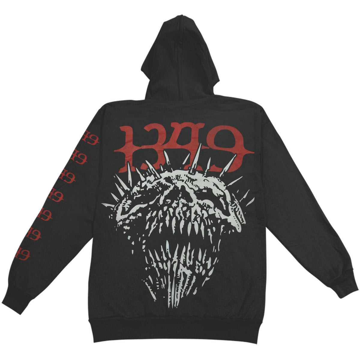 1349 Chaos Skull Zippered Hooded Sweatshirt
