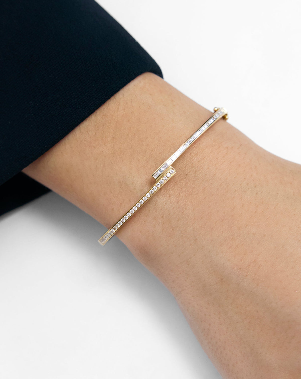 Baguette + Round Diamond Wrap Bangle