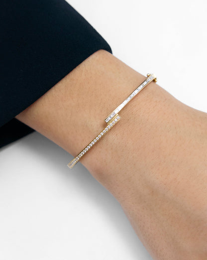 Baguette + Round Diamond Wrap Bangle