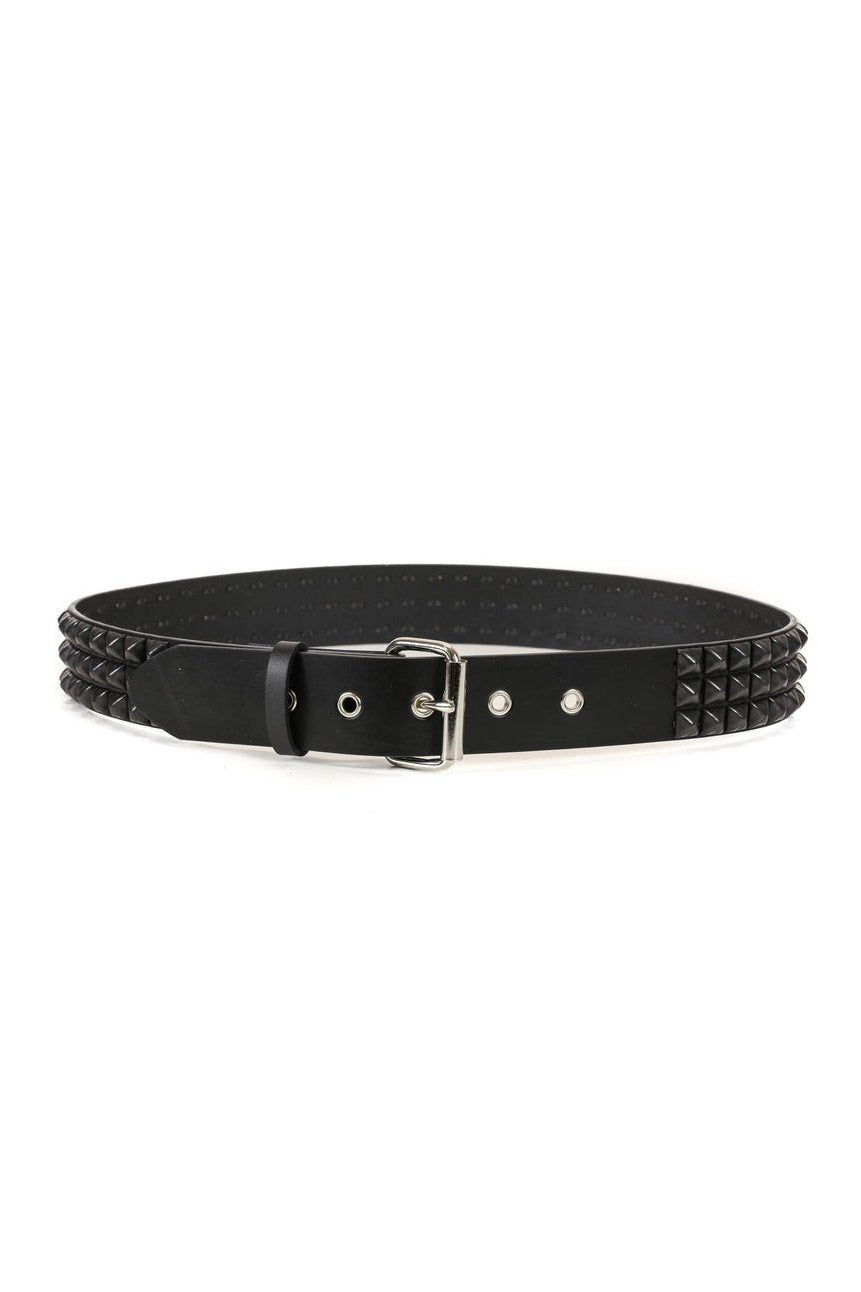 3 Row Pyramid Studded Belt [BLACK]