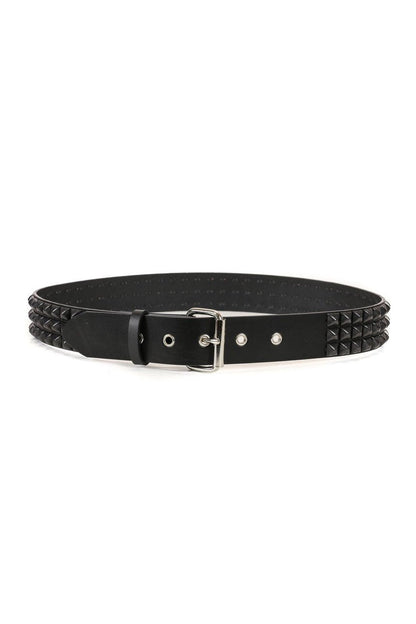 3 Row Pyramid Studded Belt [BLACK]