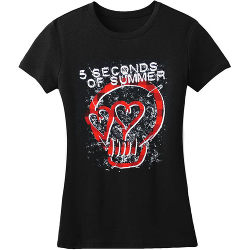 5 Seconds Of Summer Plaid Skull Soft Junior Top