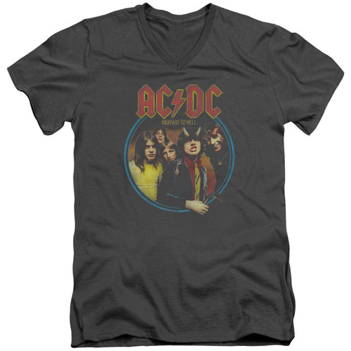 AC/DC Highway To Hell Adult V Neck Slim Fit T-shirt