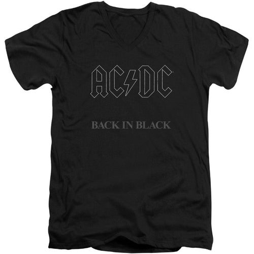 AC/DC Back In Black Adult V Neck Slim Fit T-shirt