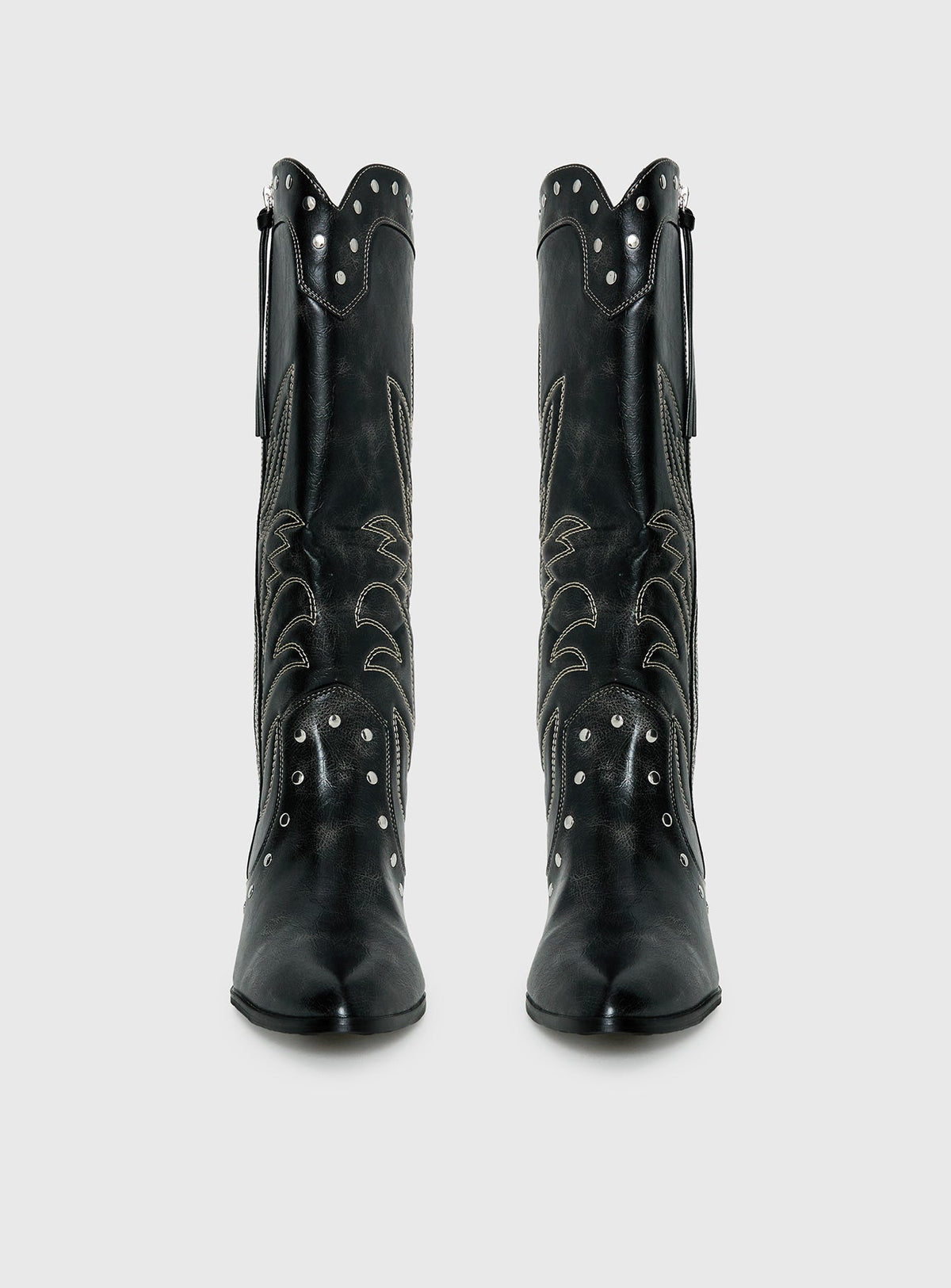 Austin Distressed Cowboy Boots Black