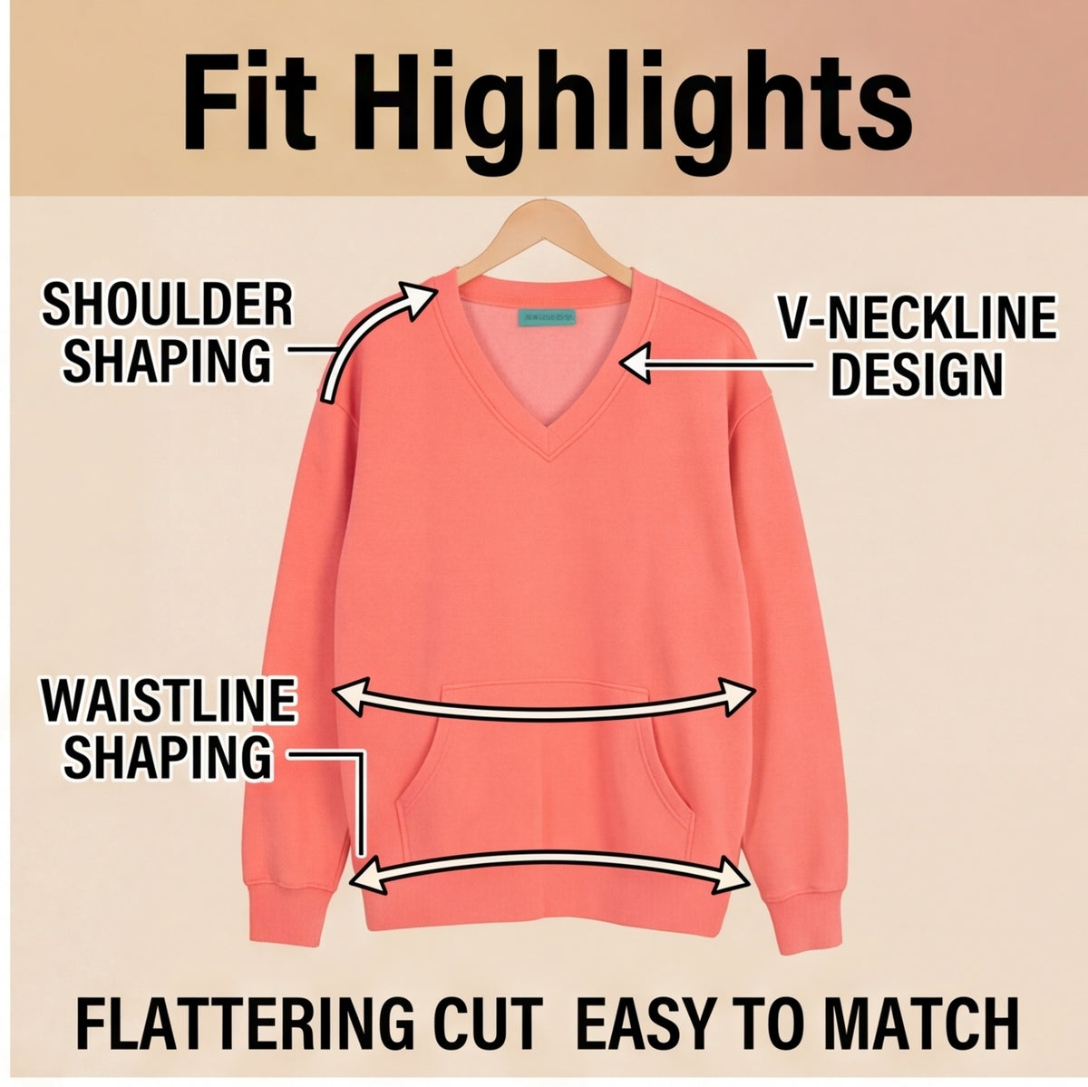 Cozy V-Neck Fleece Sweatshirt – Soft, Relaxed & Everyday Comfortable