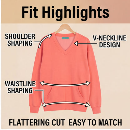 Cozy V-Neck Fleece Sweatshirt – Soft, Relaxed & Everyday Comfortable