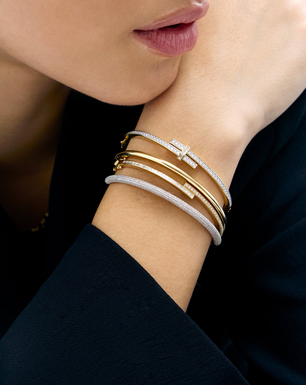 Baguette + Round Diamond Wrap Bangle