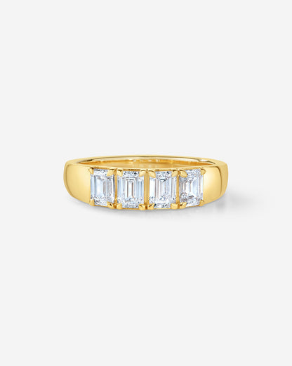 4-Stone Emerald Lab Diamond Wedding Band