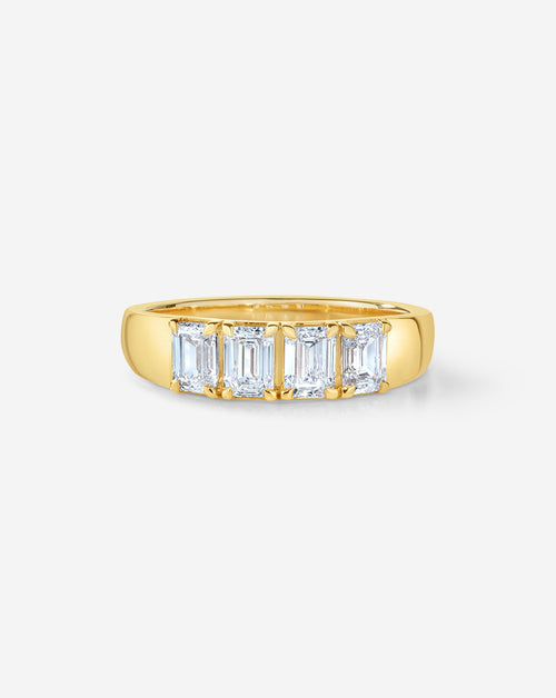 4-Stone Emerald Lab Diamond Wedding Band