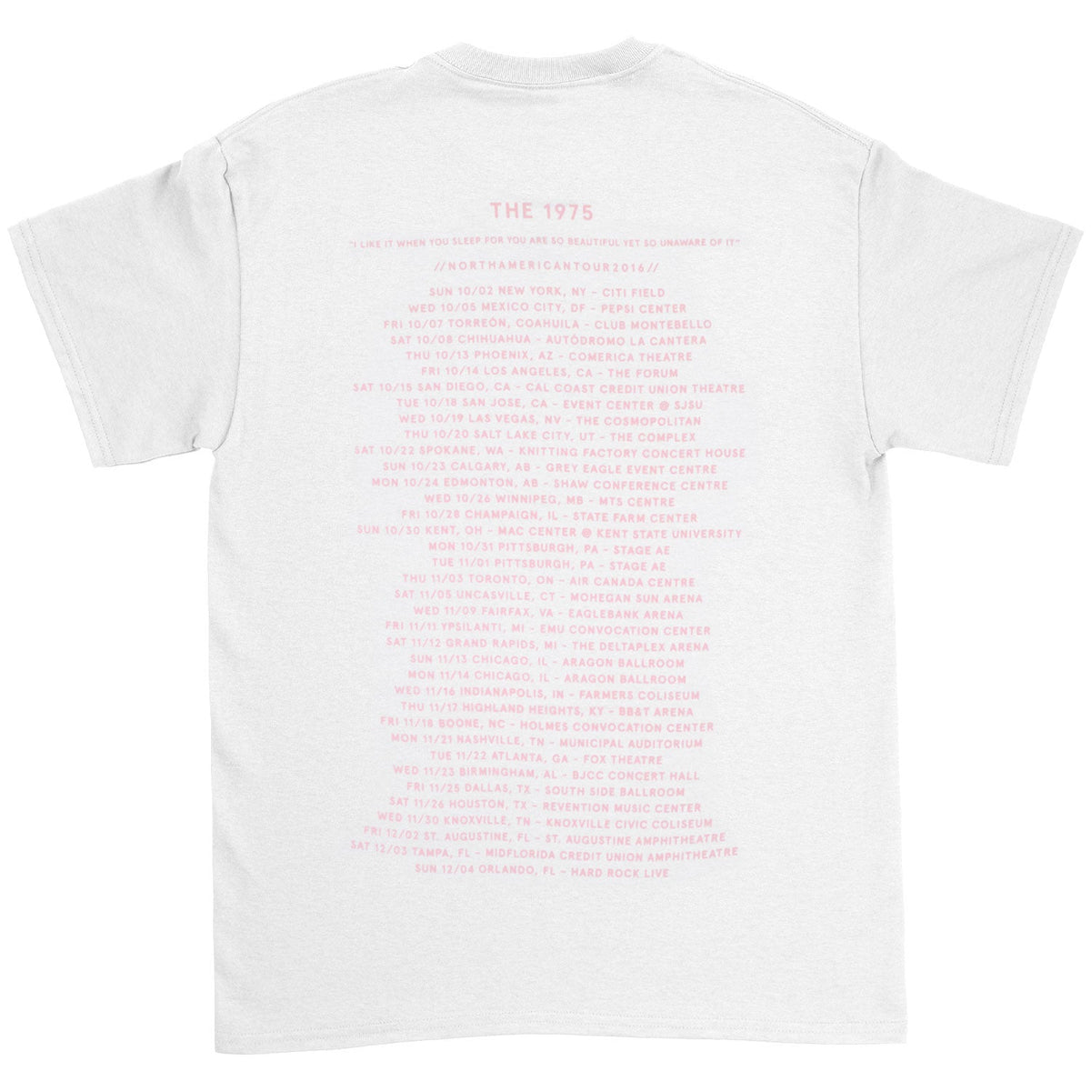 1975 Neon Sign 2016 Fall Tour City Info New York - Orlando T-shirt