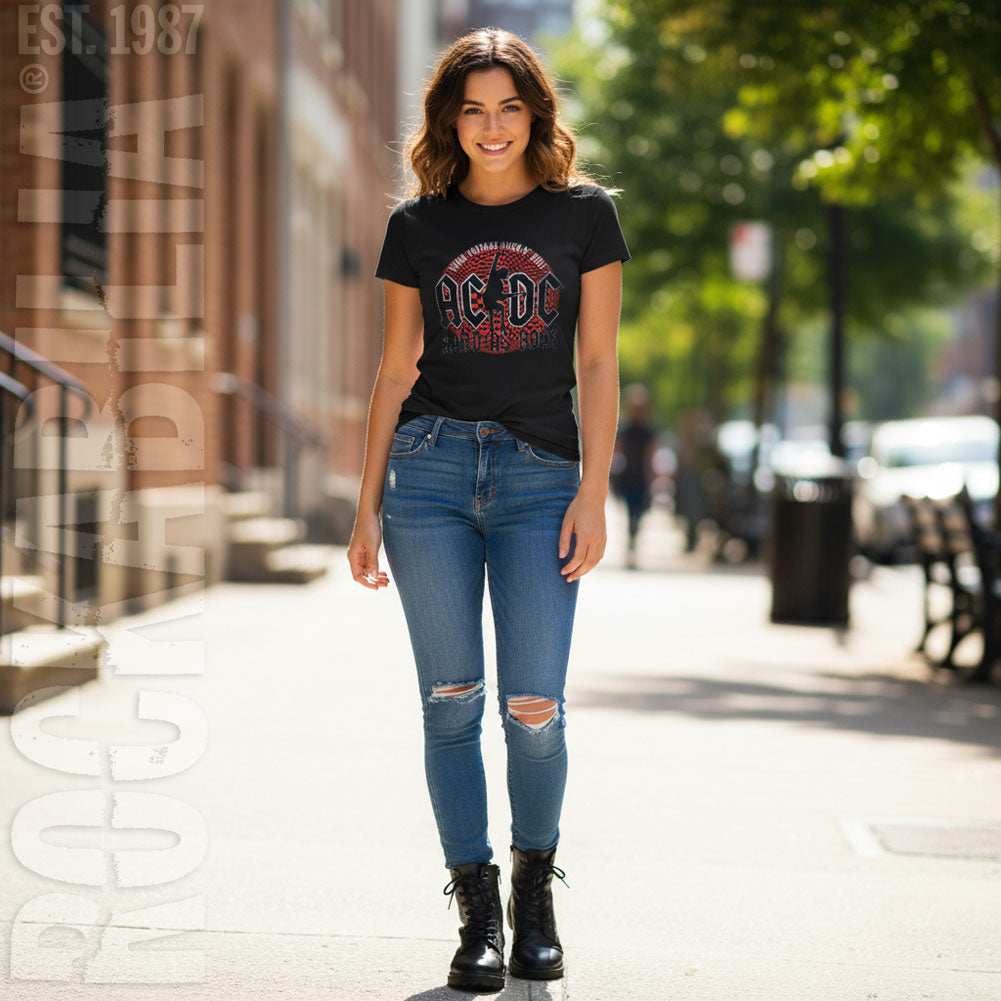 AC/DC Hard As Rock Ladies T-Shirt Junior Top