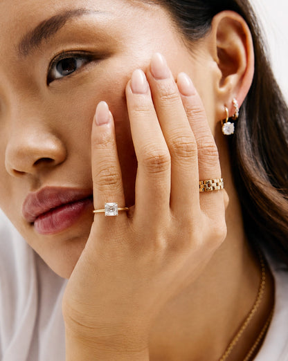 Asscher Lab Diamond Pinky Ring
