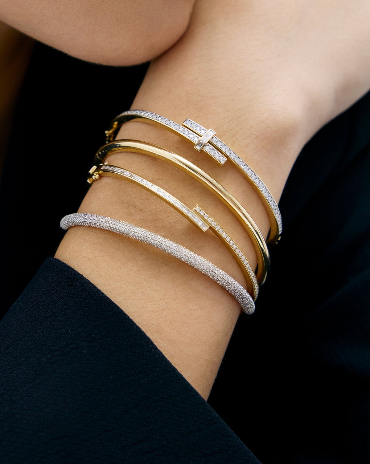 Baguette + Round Diamond Wrap Bangle