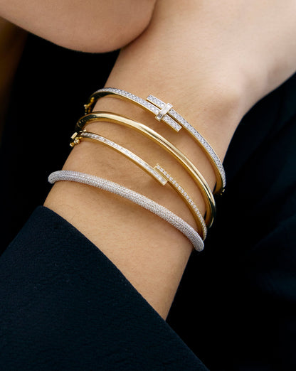 Baguette + Round Diamond Wrap Bangle