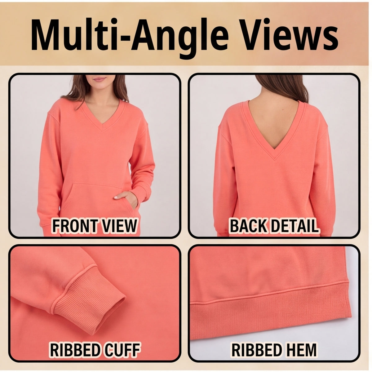 Cozy V-Neck Fleece Sweatshirt – Soft, Relaxed & Everyday Comfortable