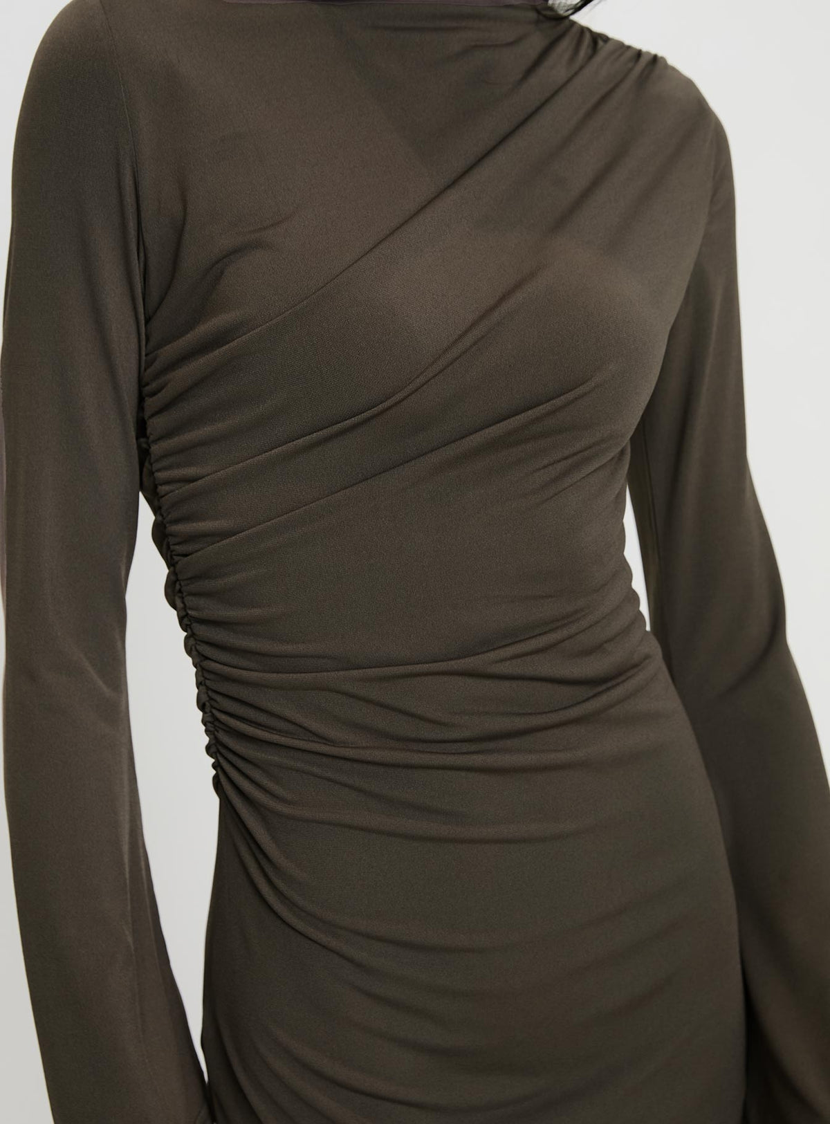 Arte Deco Long Sleeve Mini Dress Mocha