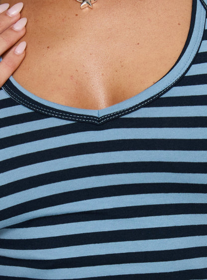 Ariselle Halter Top Blue Stripe