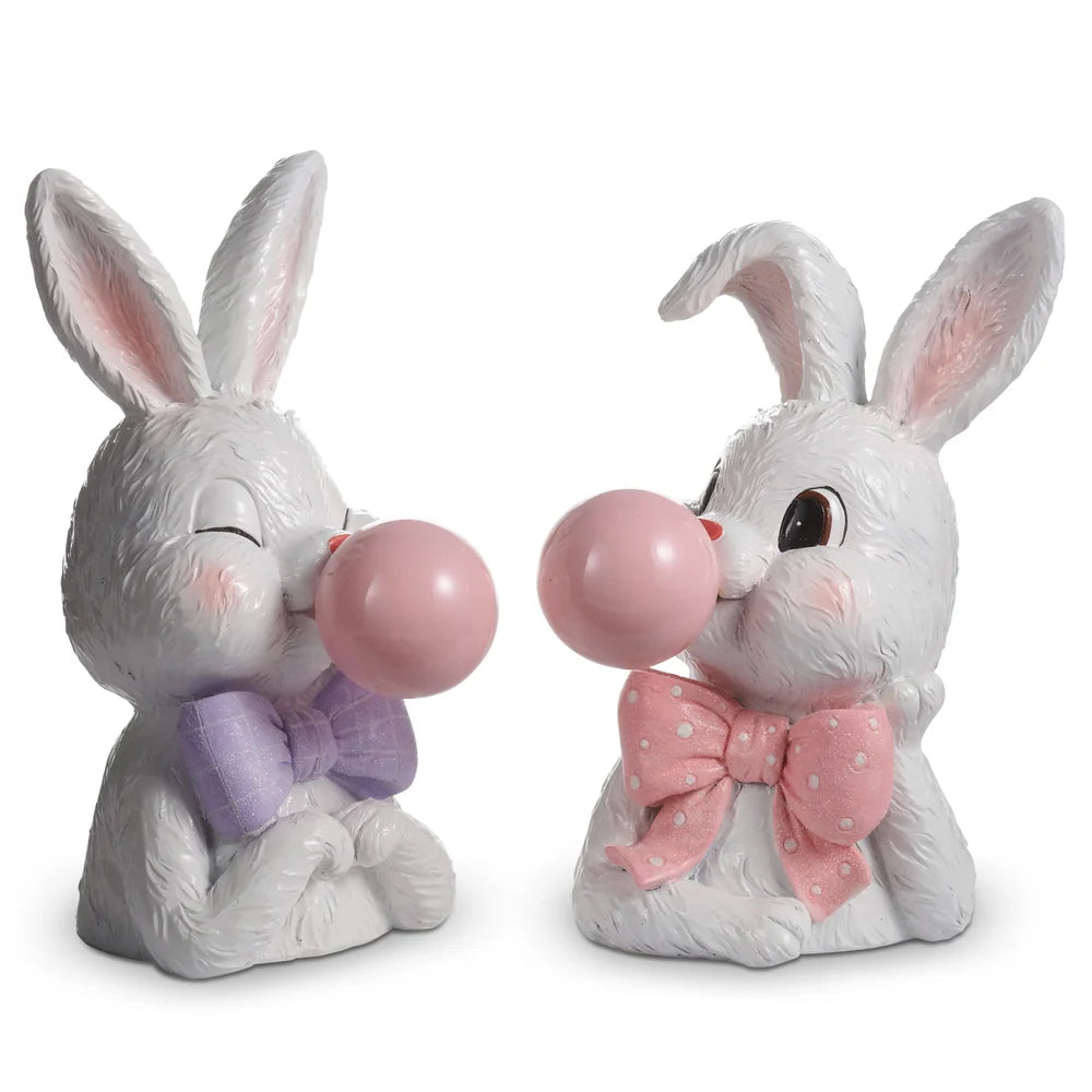 10” bowtie bunny blowing bubbles