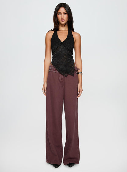 Alviera Lace Halter Top Black