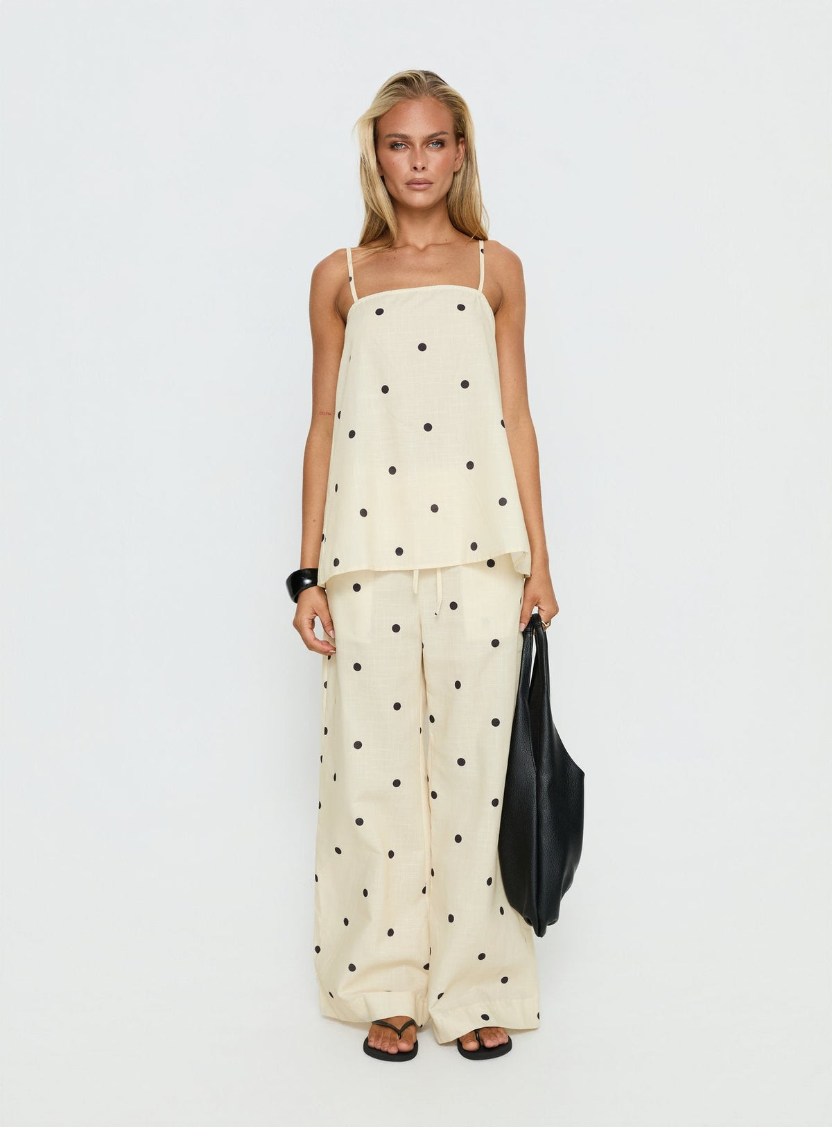 Bellara Tie Waist Pants Yellow Polka