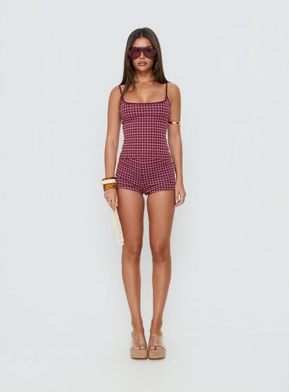 Aderis Cami Top Red Check