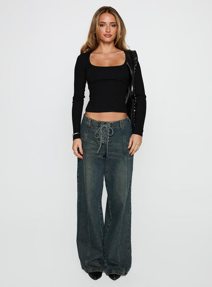 Baseline Rib Long Sleeve Top Black