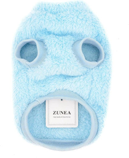 Fleece dog jumper - warm winter sweater with D-ring for small dogs & cats, soft & cozy for cold weather (Blue)